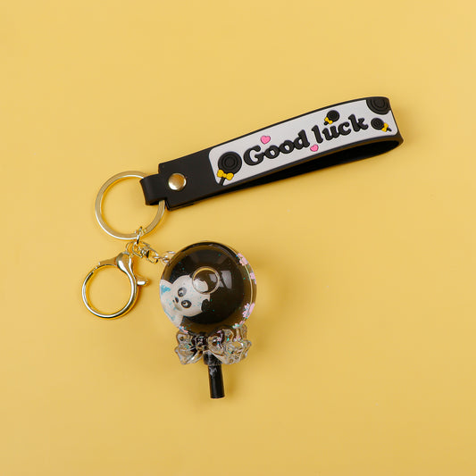 Panda Lightstick Liquid Glitter Keychain