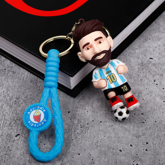 Football Messi Character Keychain Blue