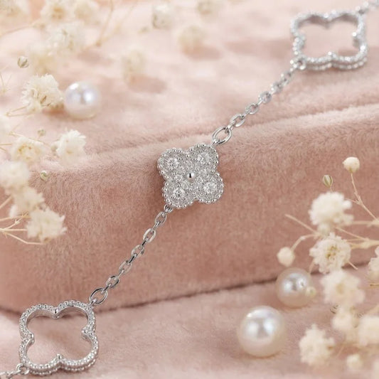 Silver Clover Charm Bracelet