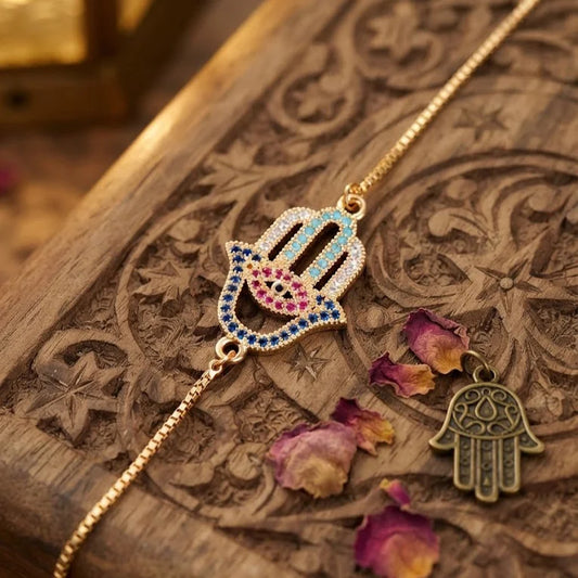 Evil Eye Hand Charm Bracelet