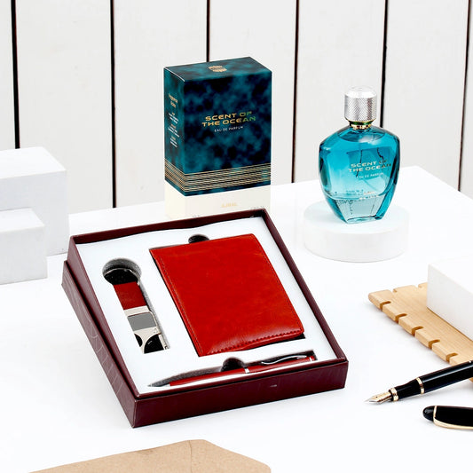 Archies Brown Wallet Set With Scent Of The Ocean