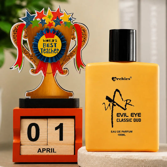 Archies Evil Eye Classic Oud Perfume with World's Best Teacher Trophy Combo