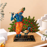 Hand-Crafted Lord Krishna with Peacock Showpiece