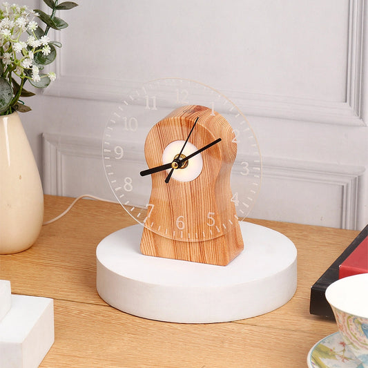 Wooden Desk Clock with USB Charging