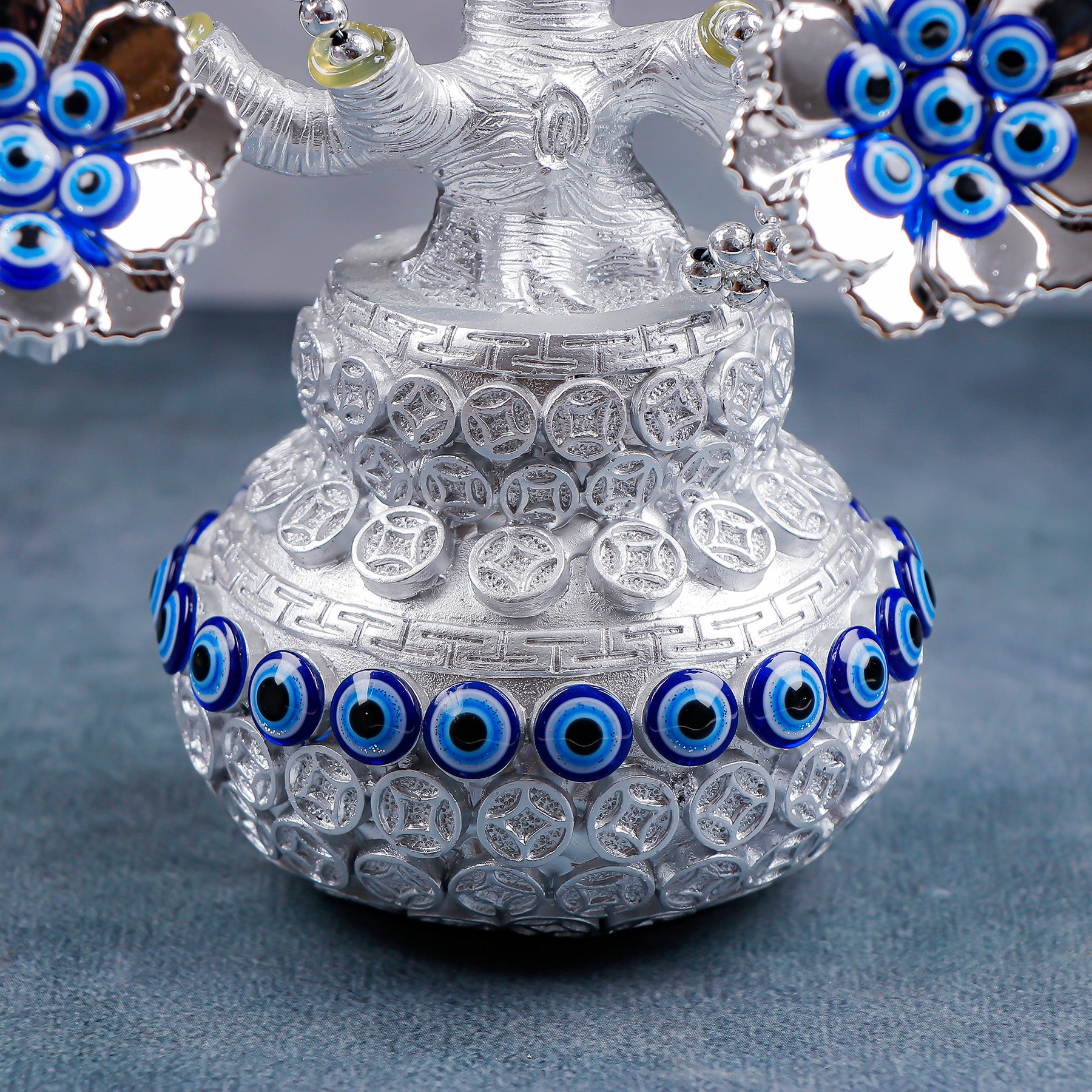 Silver Plated Evil Eye Flower Vase