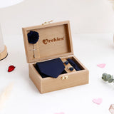 Men's Blue Tie Gift Set in Wooden Box With Perfume