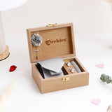 Men's Silver Tie Gift Set in Wooden Box With Perfume