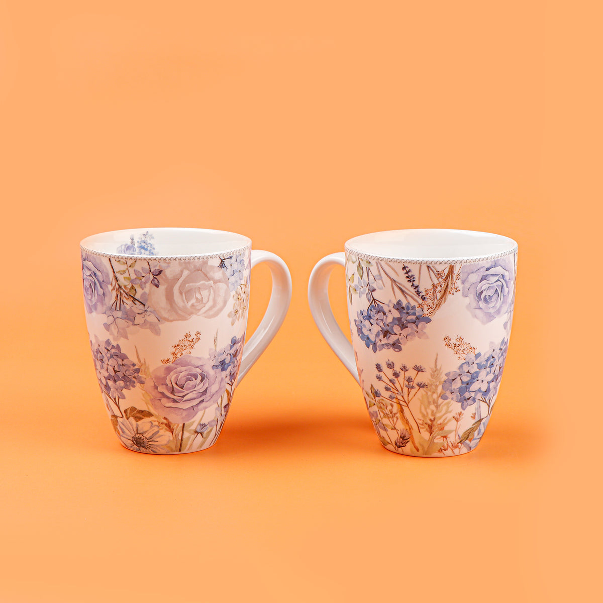 Blue Petals Vintage Twin Mug Set