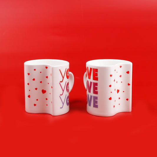 Love You Quoted Heart Twin Mug Set