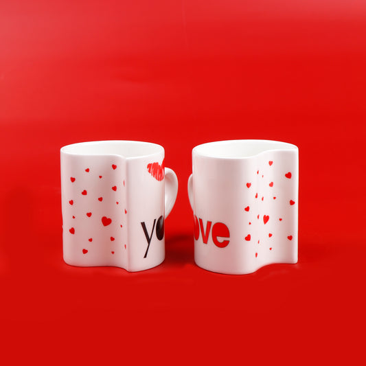 I Love You Quoted Heart Twin Mug Set
