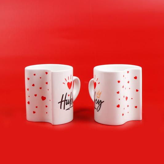 Hubby-Wifey Quoted Heart Twin Mug Set