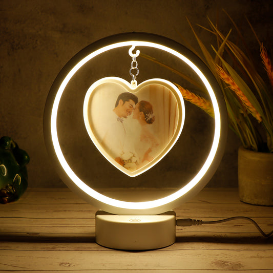 Swinging Heart White LED Photo Frame