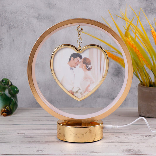 Swinging Heart Golden LED Photo Frame