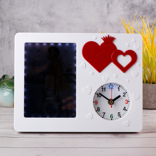 White LED Magic Mirror Photo Frame with Clock