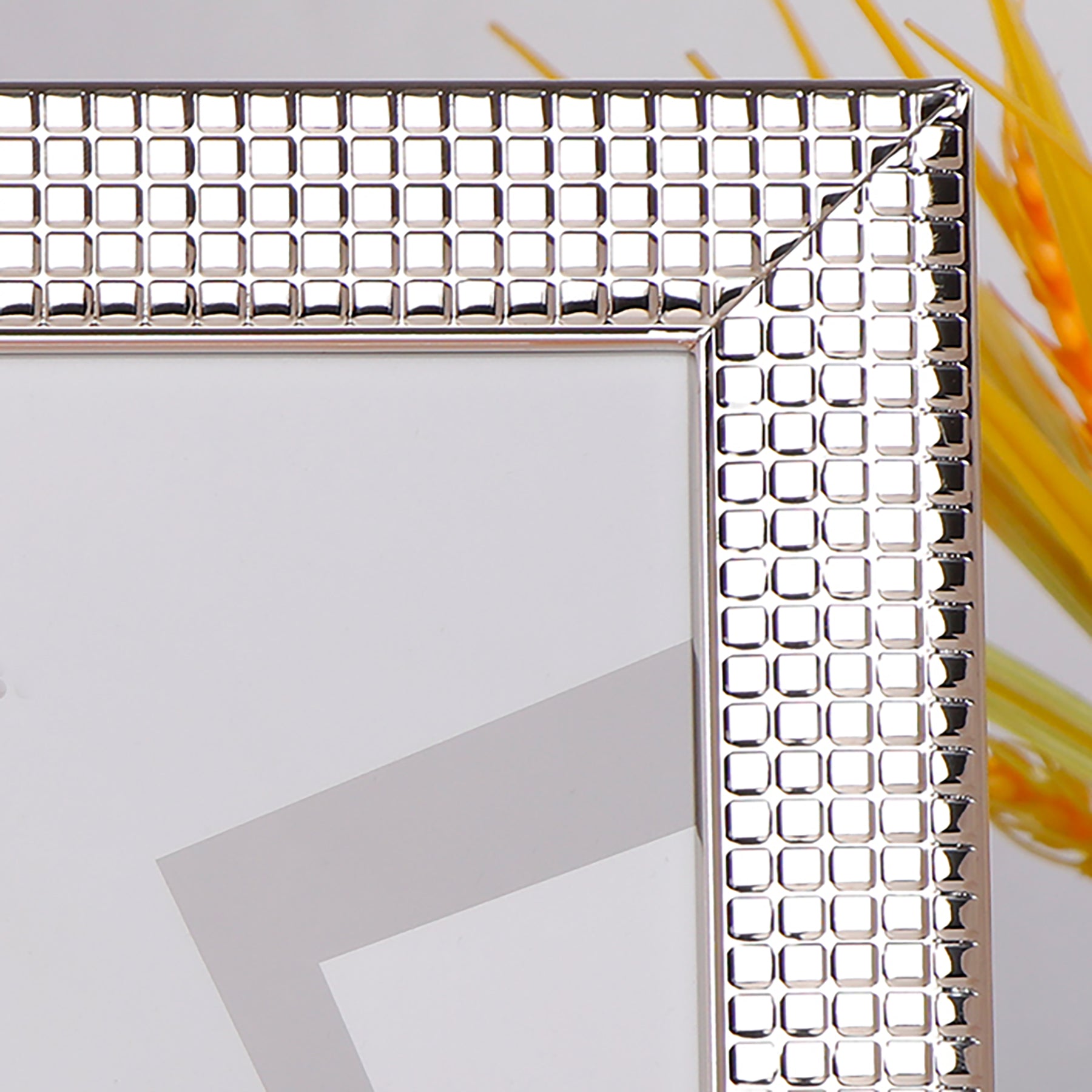 Metalic Silver Squares Photo Frame