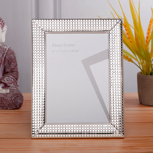Metalic Silver Squares Photo Frame