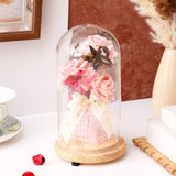 Archies Pink Rose Bouquet Glass Dome