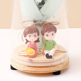 Archies Dried Flower Jar with Couple Figurine