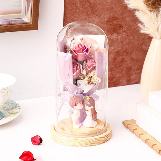 Archies Pink Rose Dome with Couple Figurine