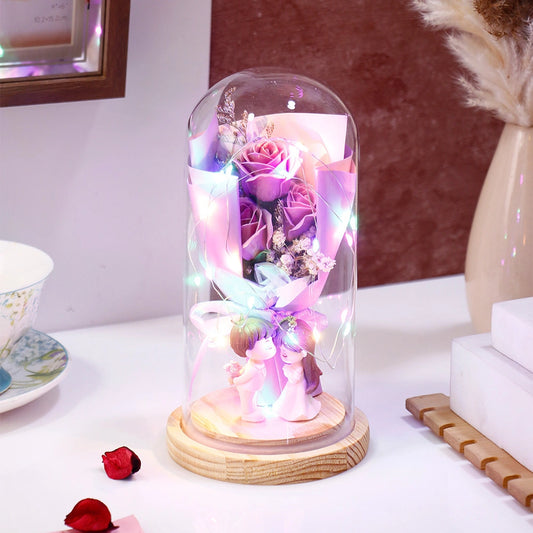 Archies Pink Rose Dome with Couple Figurine