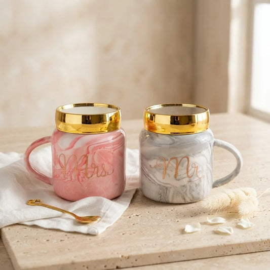 Mr. and Mrs. Ceramic Couple Tumbler Set