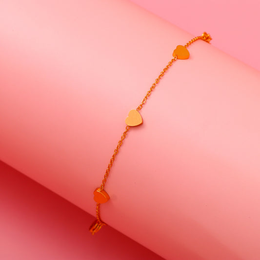Romantic Hearts Golden Bracelet