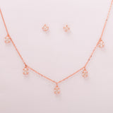 Dropping Stones Rose Gold Choker With Earring