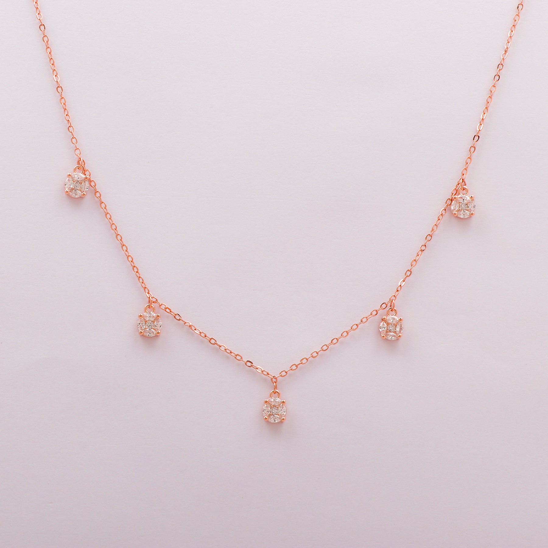 Dropping Stones Rose Gold Choker With Earring
