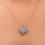 Silver Stone Clover Pendant With Earring