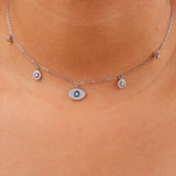 Silver Stones Choker With Earring