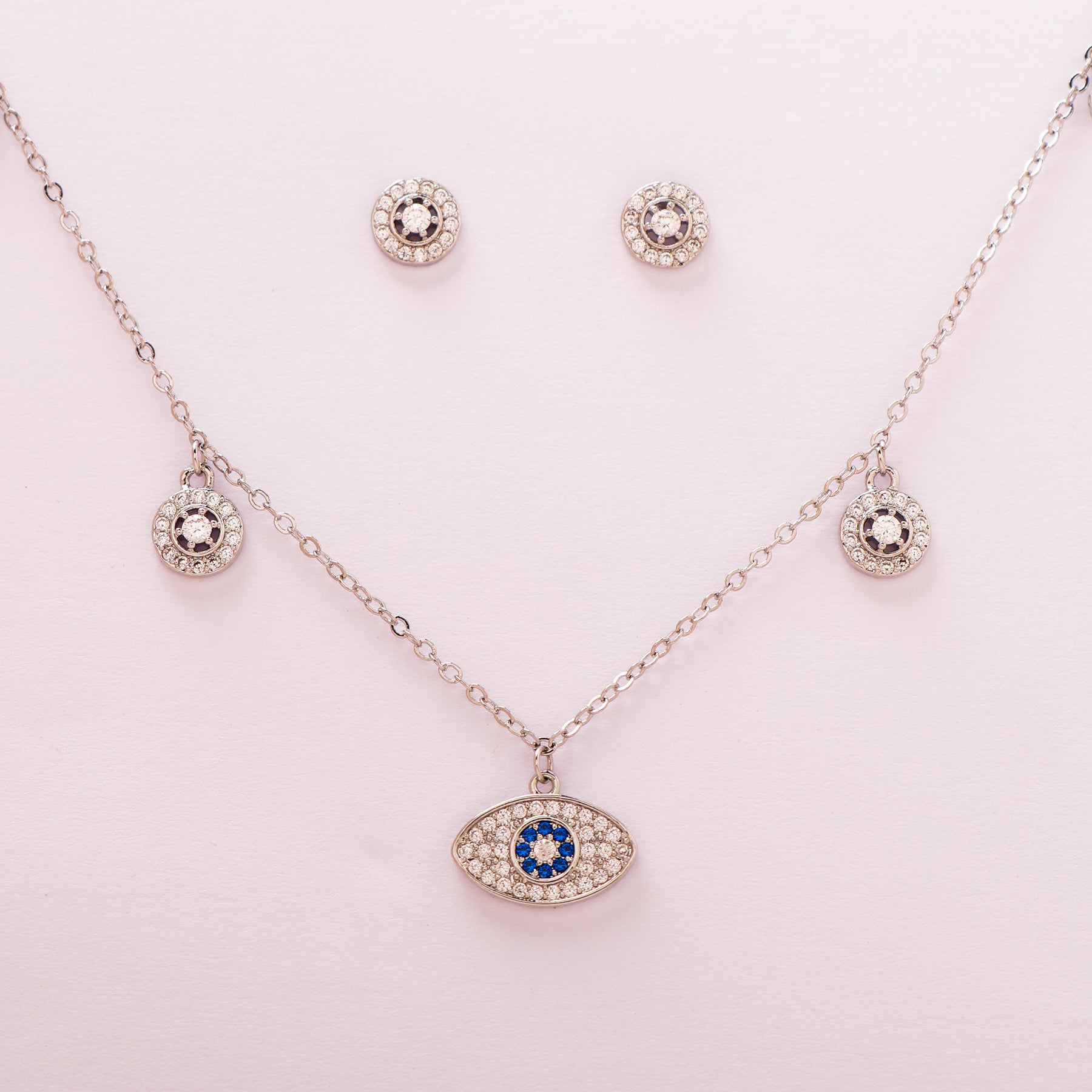 Silver Stones Choker With Earring