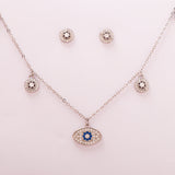 Silver Stones Choker With Earring