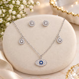 Silver Stones Choker With Earring