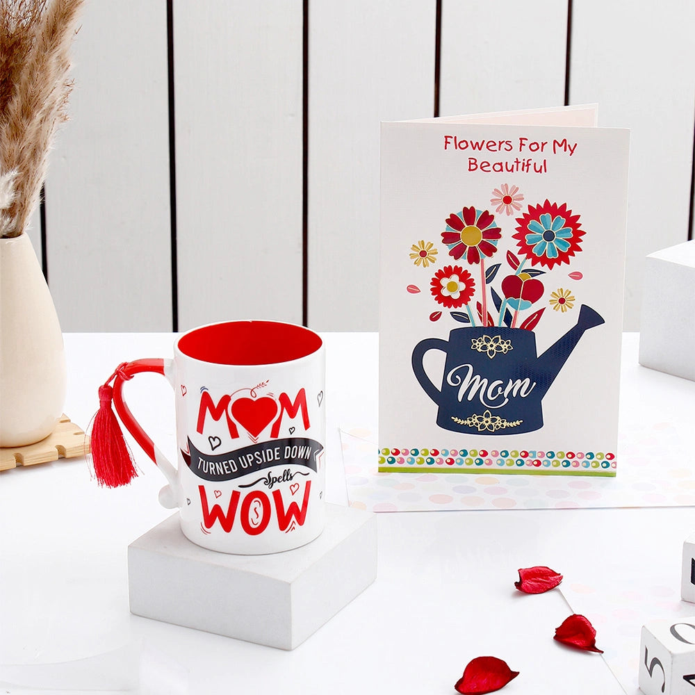 Mother's Day Card & "Mom Is Wow" Mug Combo