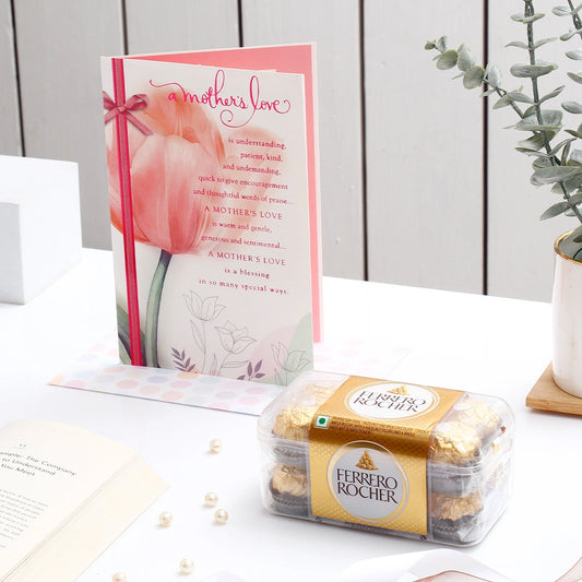A Mother's Love Is Blessing Mother's Day Greeting Card and Ferrero Rocher
