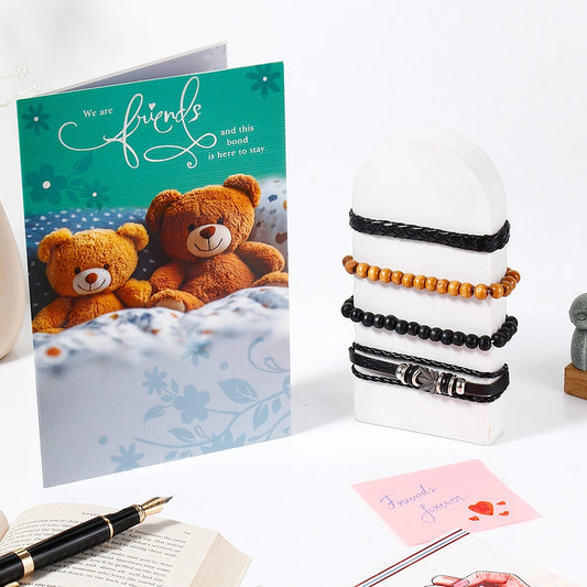 Archies Friendship Greeting Card & Leaf Charm Bracelet Set