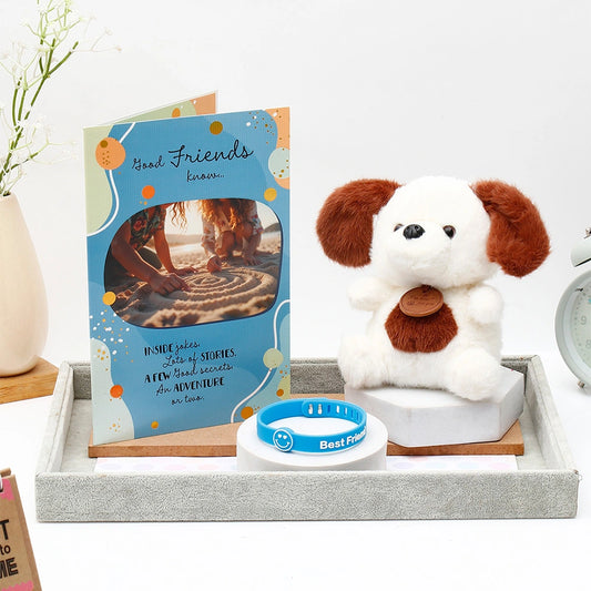 Archies 'Good Friends Know' Greeting Card, Soft Toy Keychain & Bracelet Set