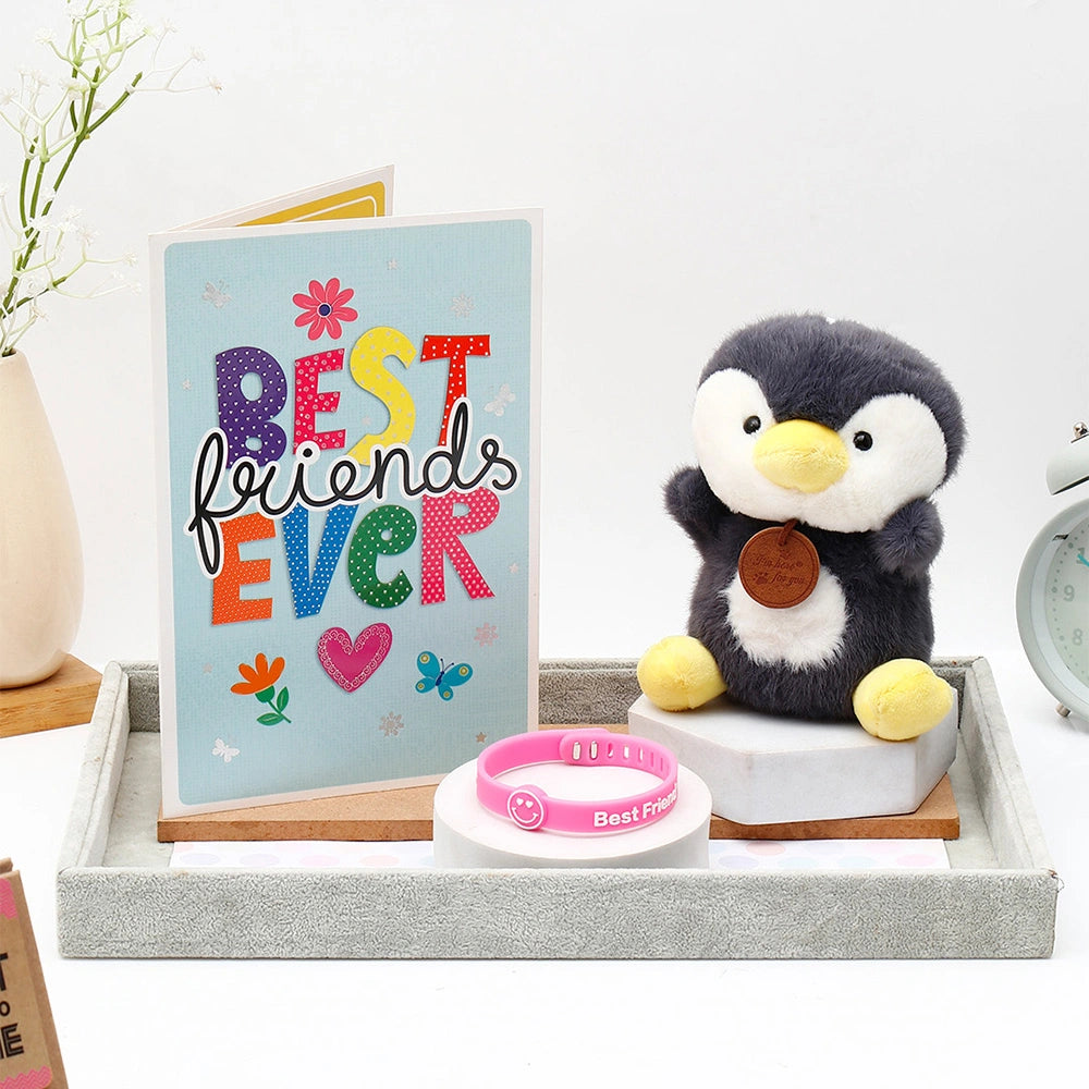 Archies 'Best Friends Ever' Greeting Card, Soft Toy Keychain & Bracelet Set