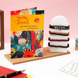 Archies Friendship Greeting Card & Brown Beaded Bracelet Set