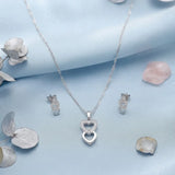 Twin Hearts Pendant with Earring Set