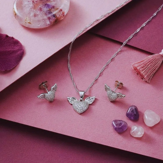 Wings of Love Pendant with Earring Set