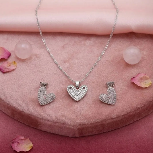 Doodle Heart Pendant with Earring Set