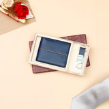 Navy Blue Wallet with Keychain Gift Set