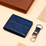 Navy Blue Wallet with Keychain Gift Set