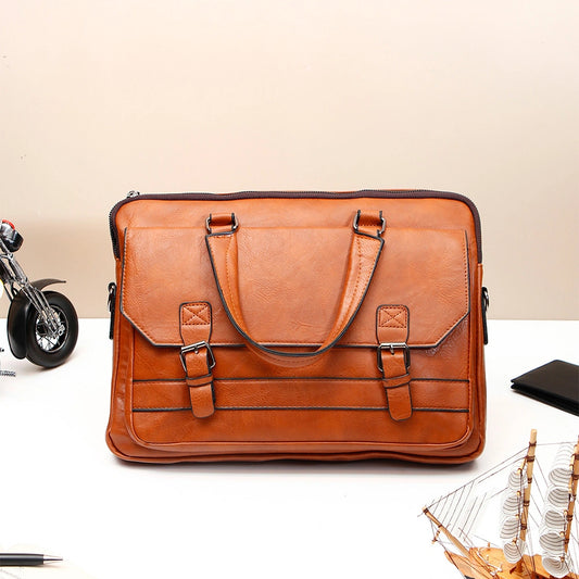 Brown Leather Laptop Bag With Archies Black Diamond Perfume