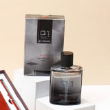 Brown Leather Laptop Bag With Blue Wallet Set And Black Diamond Perfume