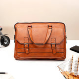 Brown Leather Laptop Bag With Notebook Set