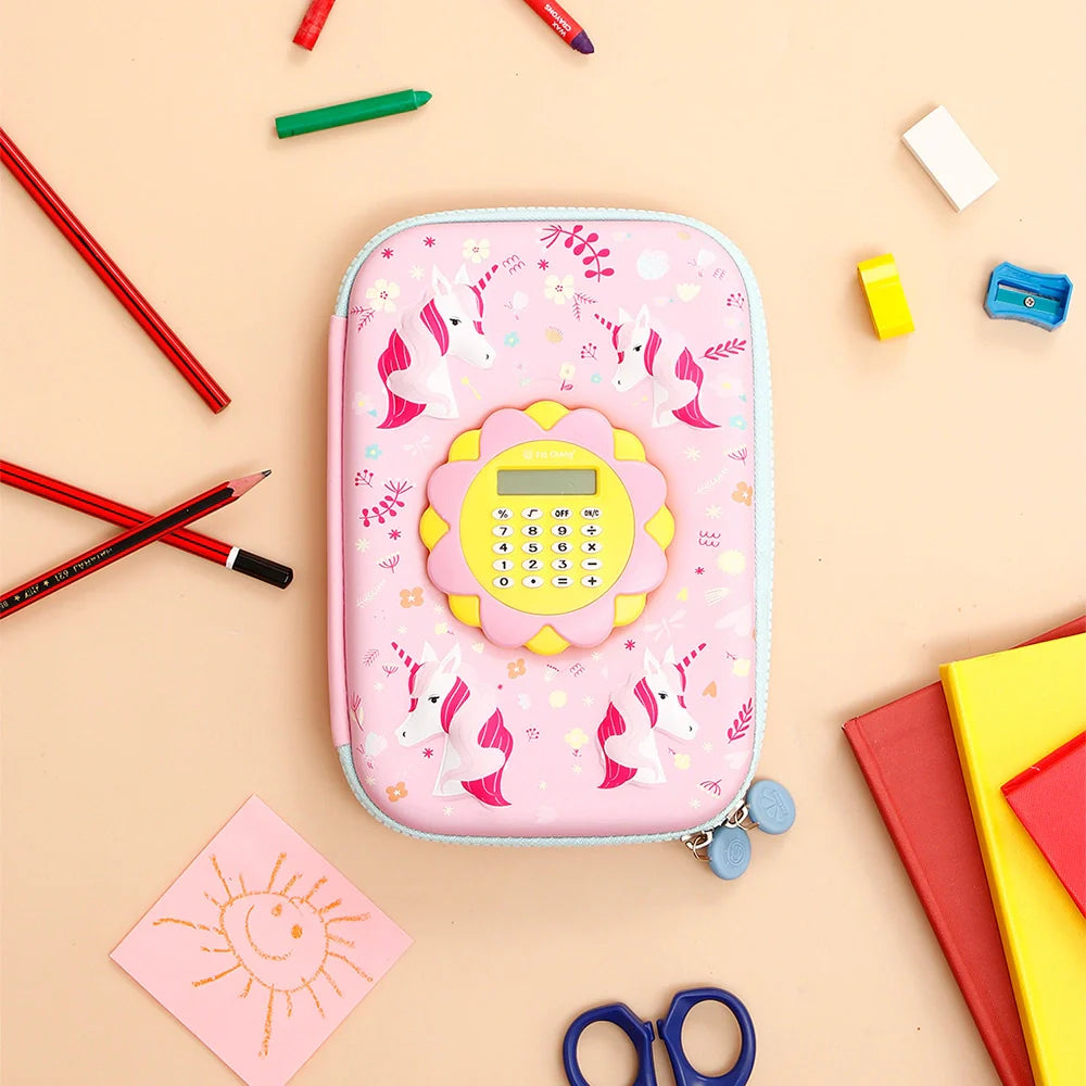 Pink Unicorn Calculator Pencil Case