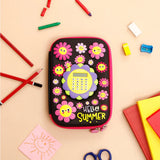 Cute Floral Black Calculator Pencil Case