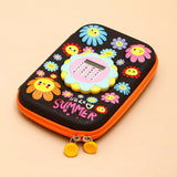 Cute Floral Black Calculator Pencil Case